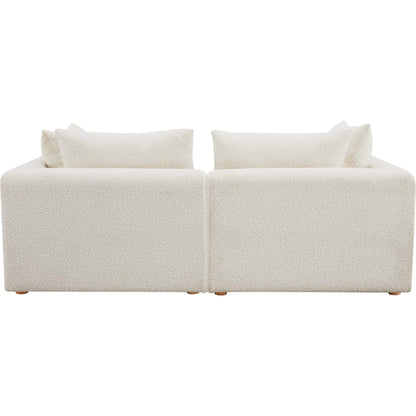Hangover Boucle Loveseat by TOV Furniture in cream. Made from boucle, wood in a modern style.