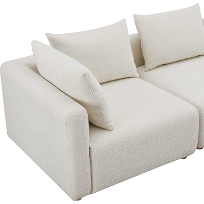 Hangover Boucle 4-Piece Modular Sectional by TOV Furniture in cream. Made from boucle, wood in a modern style.