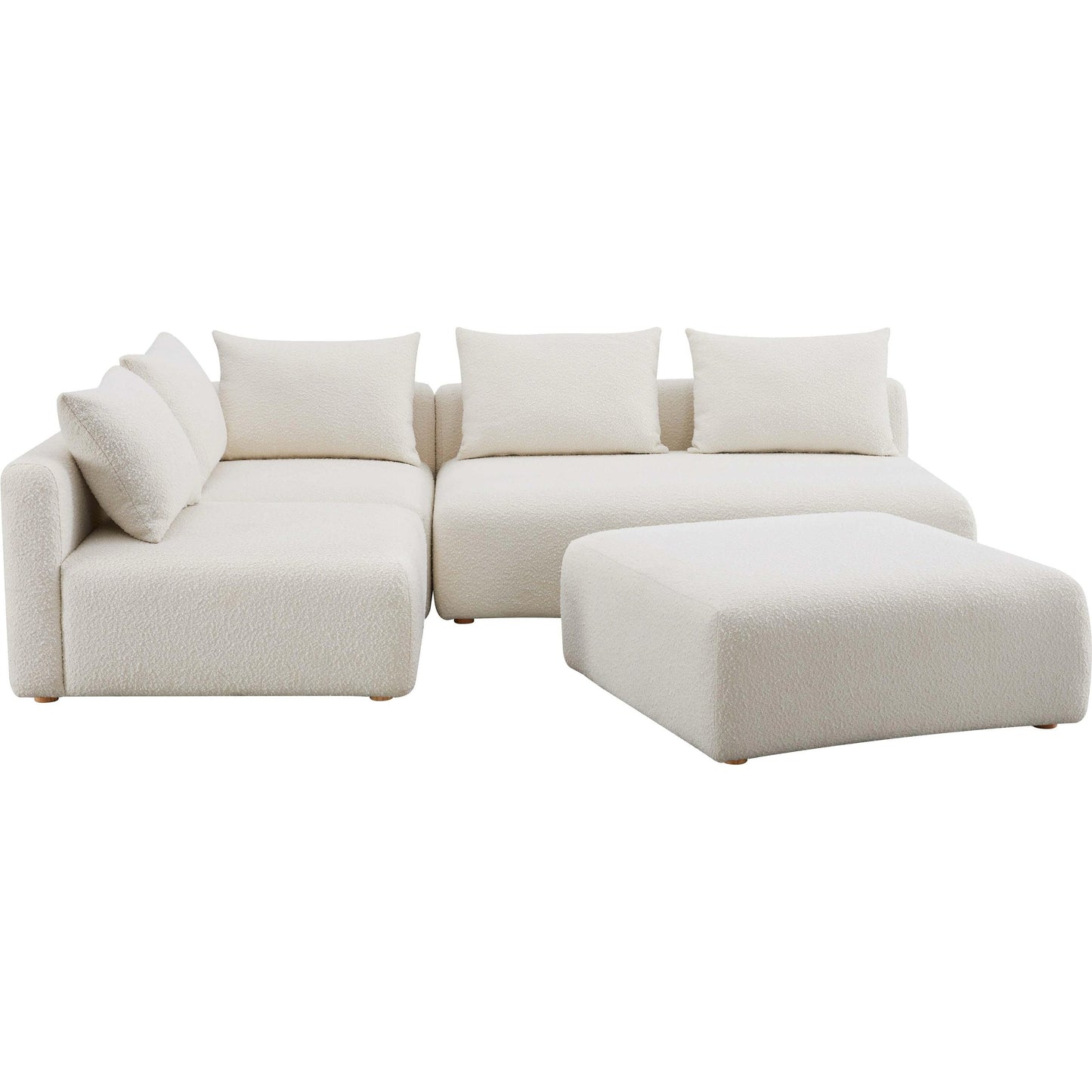 003 SI-2122123 | Additional Silo | Hangover Boucle 4-Piece Modular Chaise Sectional by TOV Furniture in cream. Made from boucle, wood in a modern style.