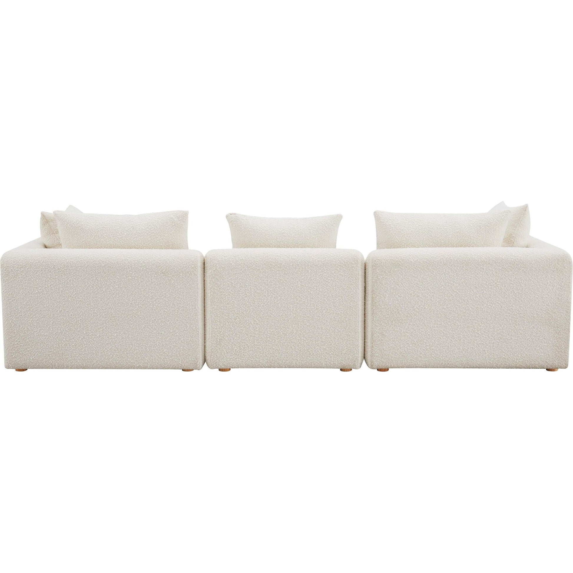 Hangover Boucle Sofa by TOV Furniture in cream. Made from boucle, wood in a modern style.