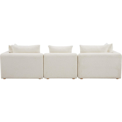 Hangover Boucle Sofa by TOV Furniture in cream. Made from boucle, wood in a modern style.