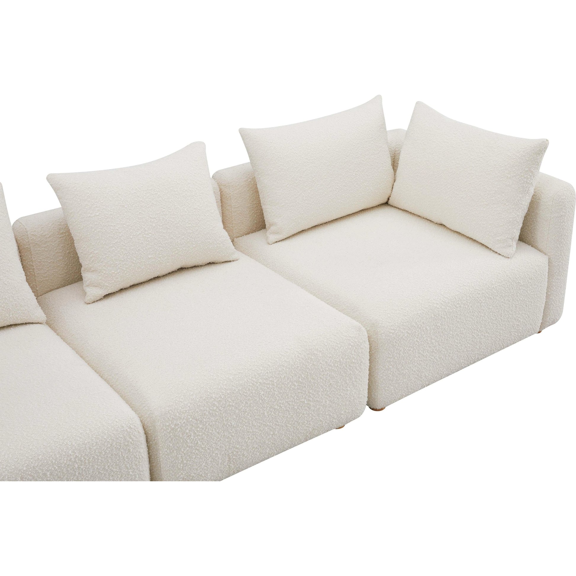 Hangover Boucle Sofa by TOV Furniture in cream. Made from boucle, wood in a modern style.