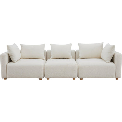 Hangover Boucle Sofa by TOV Furniture in cream. Made from boucle, wood in a modern style.