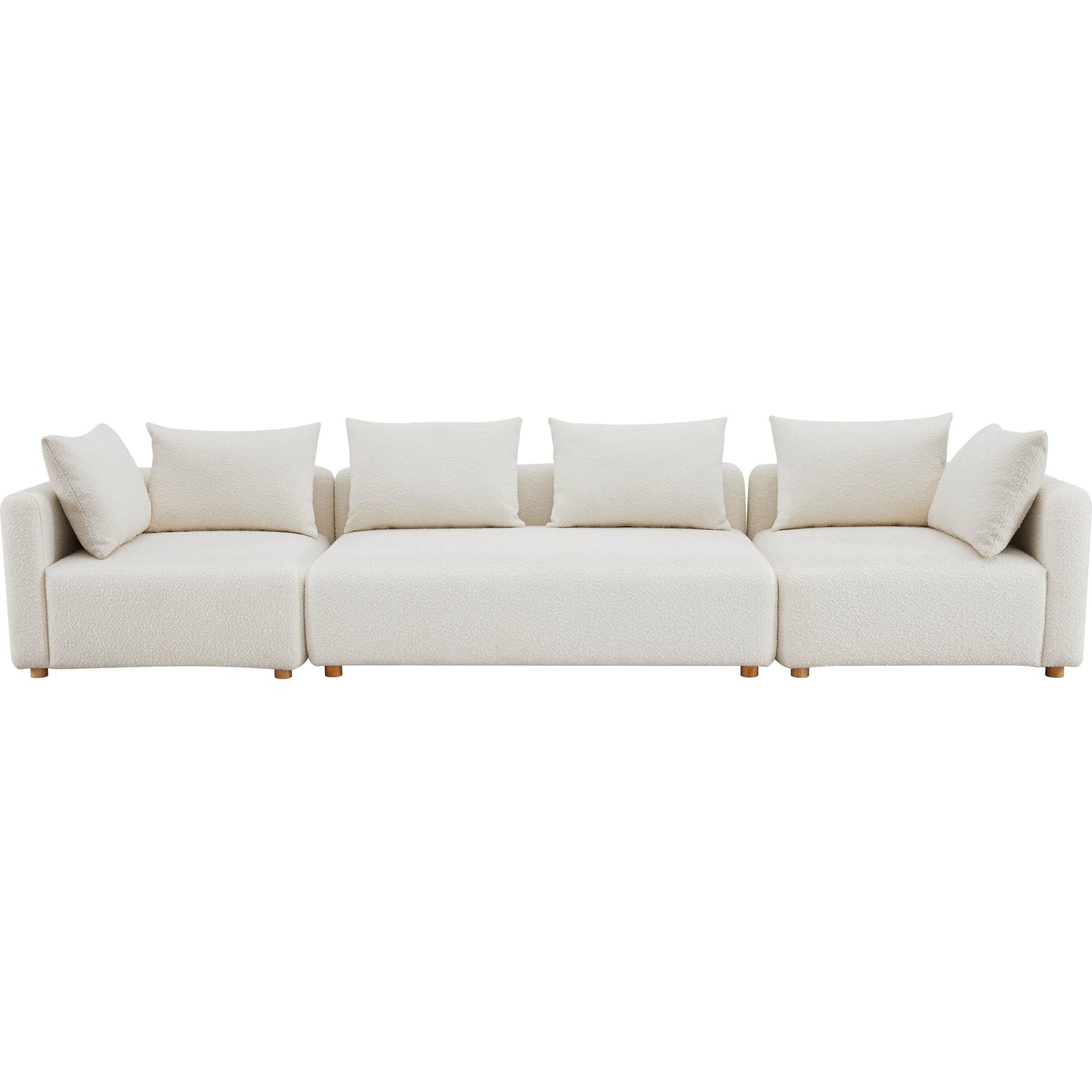 002 SI-2122126 | Additional Silo | Hangover Boucle Long Sofa by TOV Furniture in cream. Made from boucle, wood in a modern style.