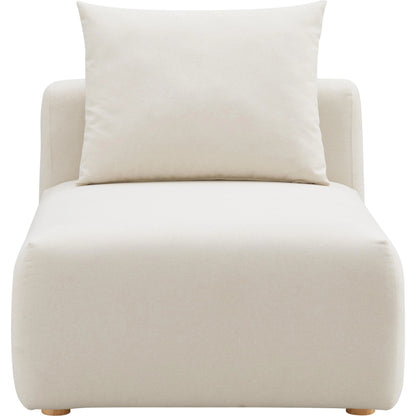 Hangover Linen Modular Armless Chair by TOV Furniture in cream. Made from linen, wood in a modern style.