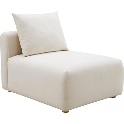 Hangover Linen Modular Armless Chair by TOV Furniture in cream. Made from linen, wood in a modern style.