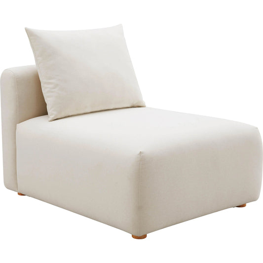 Hangover Linen Modular Armless Chair by TOV Furniture in cream. Made from linen, wood in a modern style.
