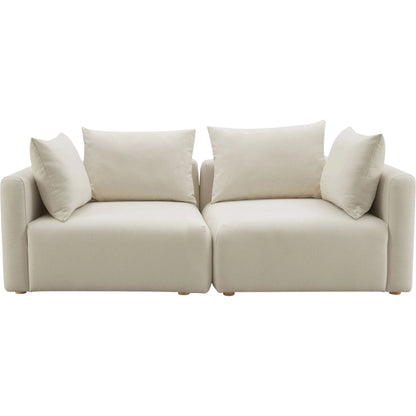 Hangover Linen Loveseat by TOV Furniture in cream. Made from linen, wood in a modern style.
