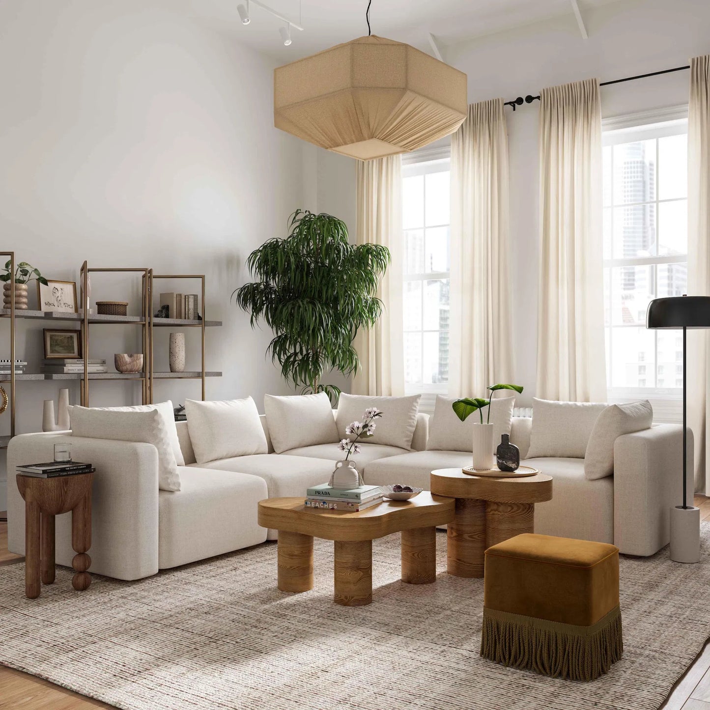 005 SI-2122137 | Lifestyle | Hangover Linen Loveseat by TOV Furniture in cream. Made from linen, wood in a modern style.