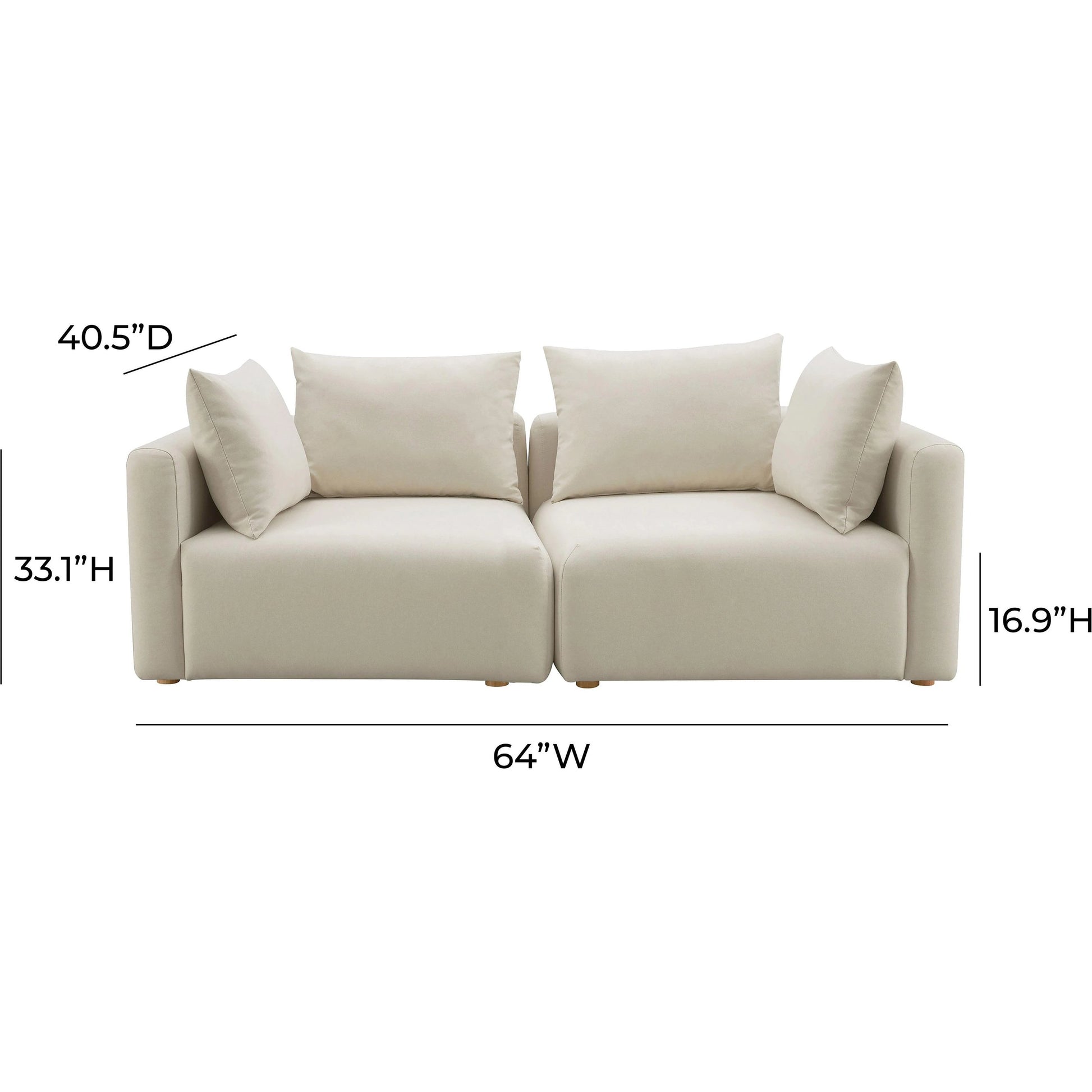 Hangover Linen Loveseat by TOV Furniture in cream. Made from linen, wood in a modern style.