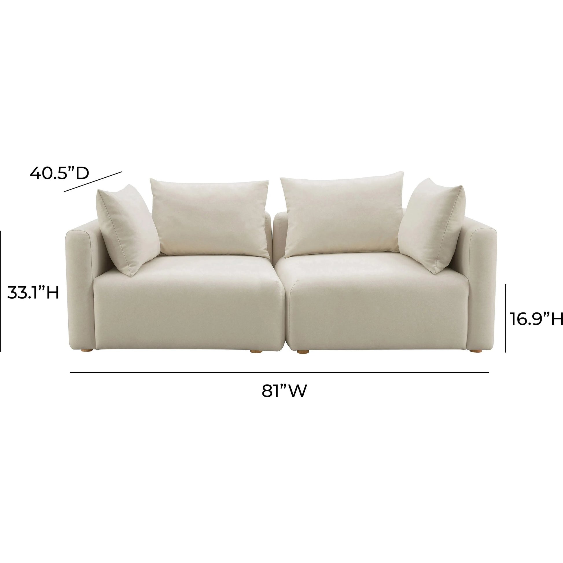 Hangover Linen Loveseat by TOV Furniture in cream. Made from linen, wood in a modern style.