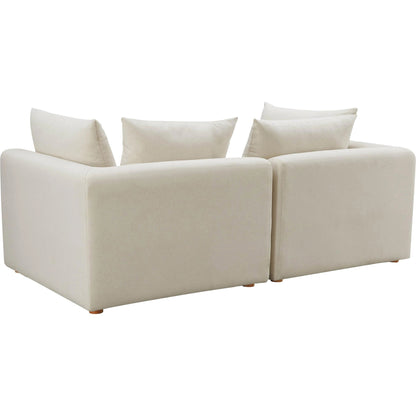 Hangover Linen Loveseat by TOV Furniture in cream. Made from linen, wood in a modern style.
