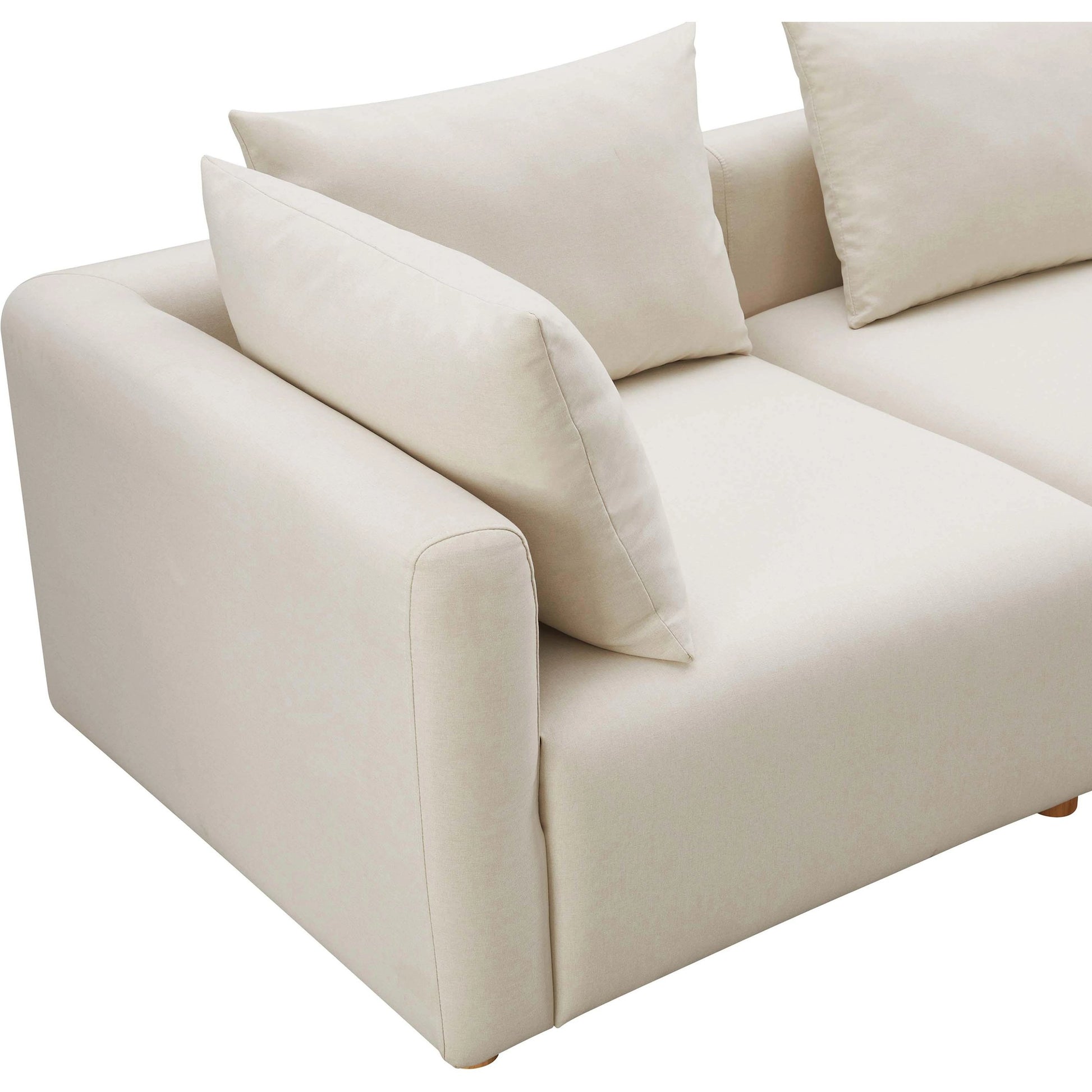 Hangover Linen Loveseat by TOV Furniture in cream. Made from linen, wood in a modern style.