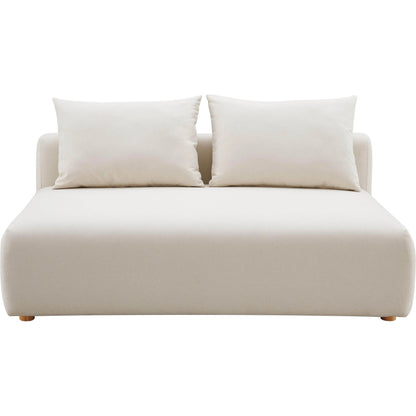 Hangover Linen Modular Loveseat by TOV Furniture in cream. Made from linen, wood in a modern style.