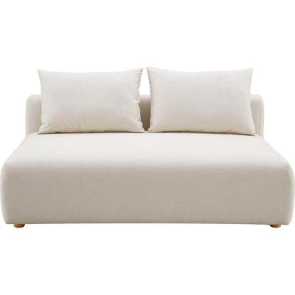 Hangover Linen Modular Loveseat by TOV Furniture in cream. Made from linen, wood in a modern style.