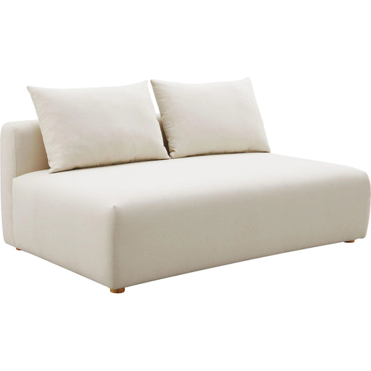 Hangover Linen Modular Loveseat by TOV Furniture in cream. Made from linen, wood in a modern style.