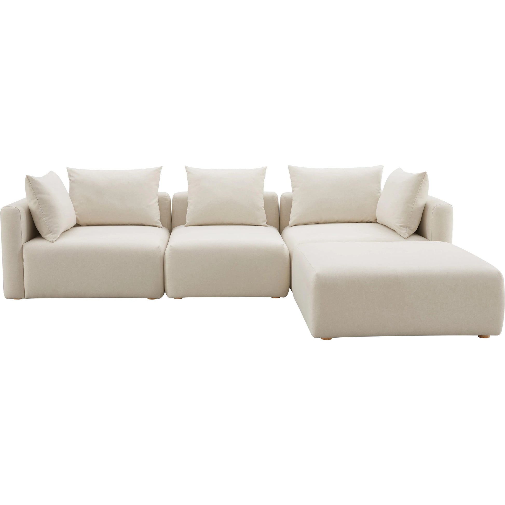 Hangover Linen 4-Piece Modular Sectional by TOV Furniture in cream. Made from linen, wood in a modern style.