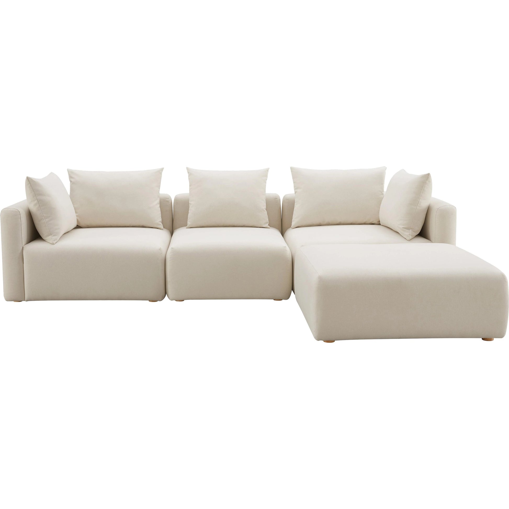 Hangover Linen 4-Piece Modular Sectional by TOV Furniture in cream. Made from linen, wood in a modern style.