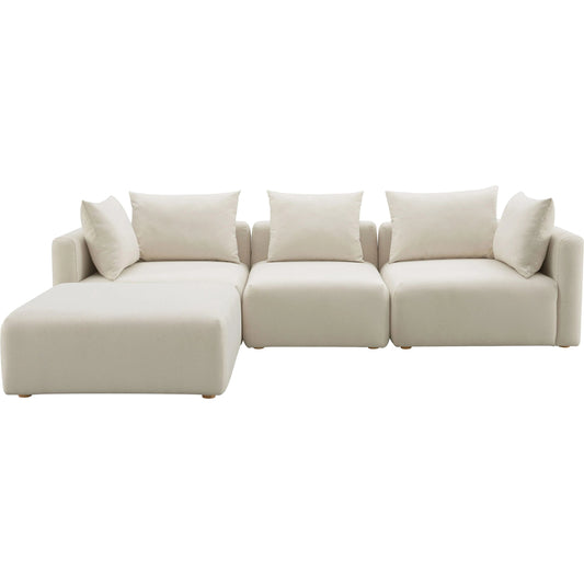 Hangover Linen 4-Piece Modular Sectional by TOV Furniture in cream. Made from linen, wood in a modern style.