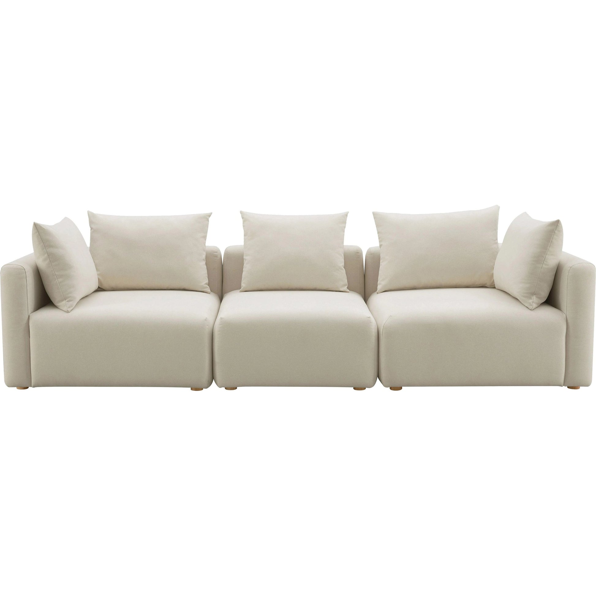 Hangover Linen Sofa by TOV Furniture in cream. Made from linen, wood in a modern style.