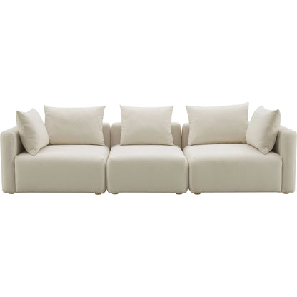 Hangover Linen Sofa by TOV Furniture in cream. Made from linen, wood in a modern style.