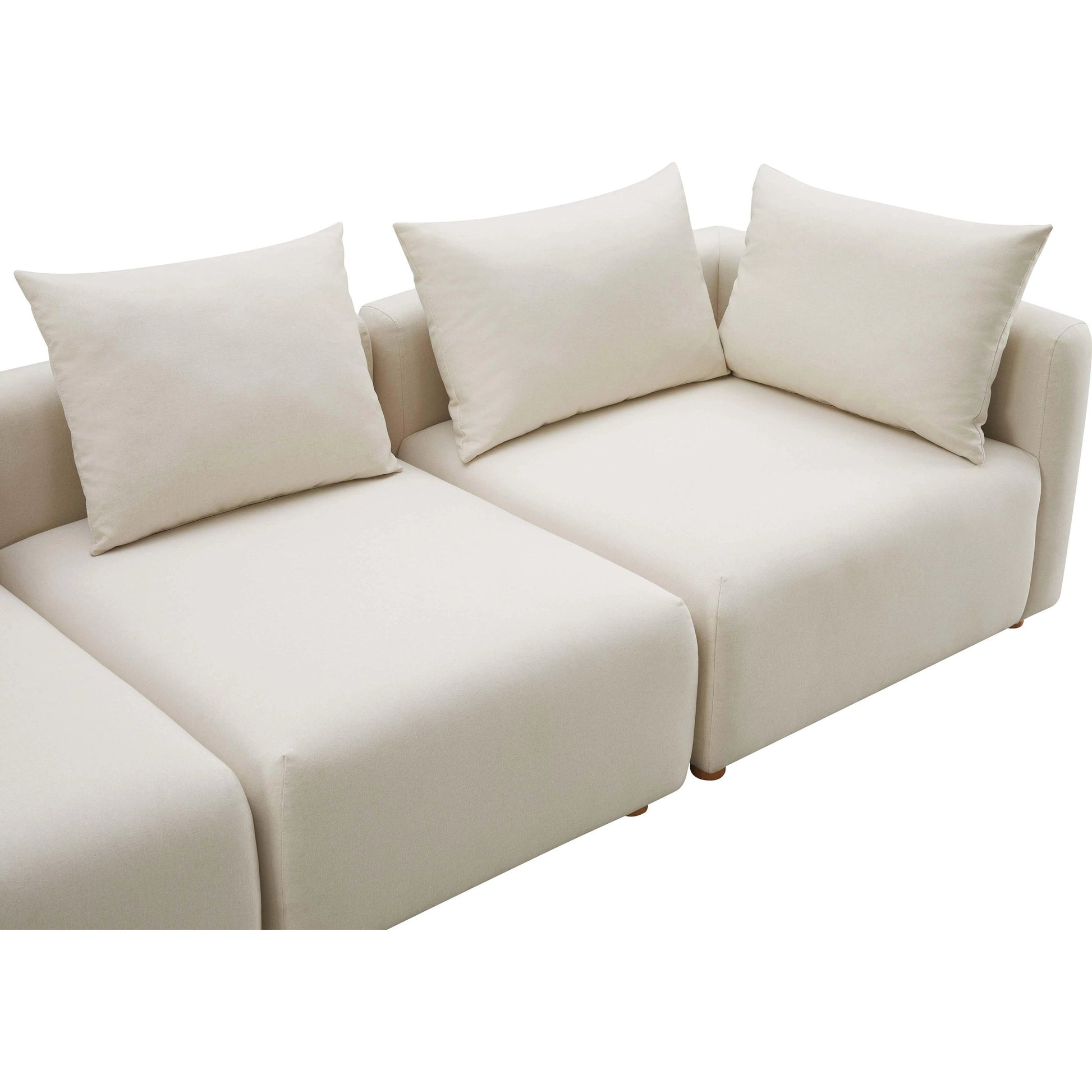 Hangover Linen Sofa by TOV Furniture in cream. Made from linen, wood in a modern style.
