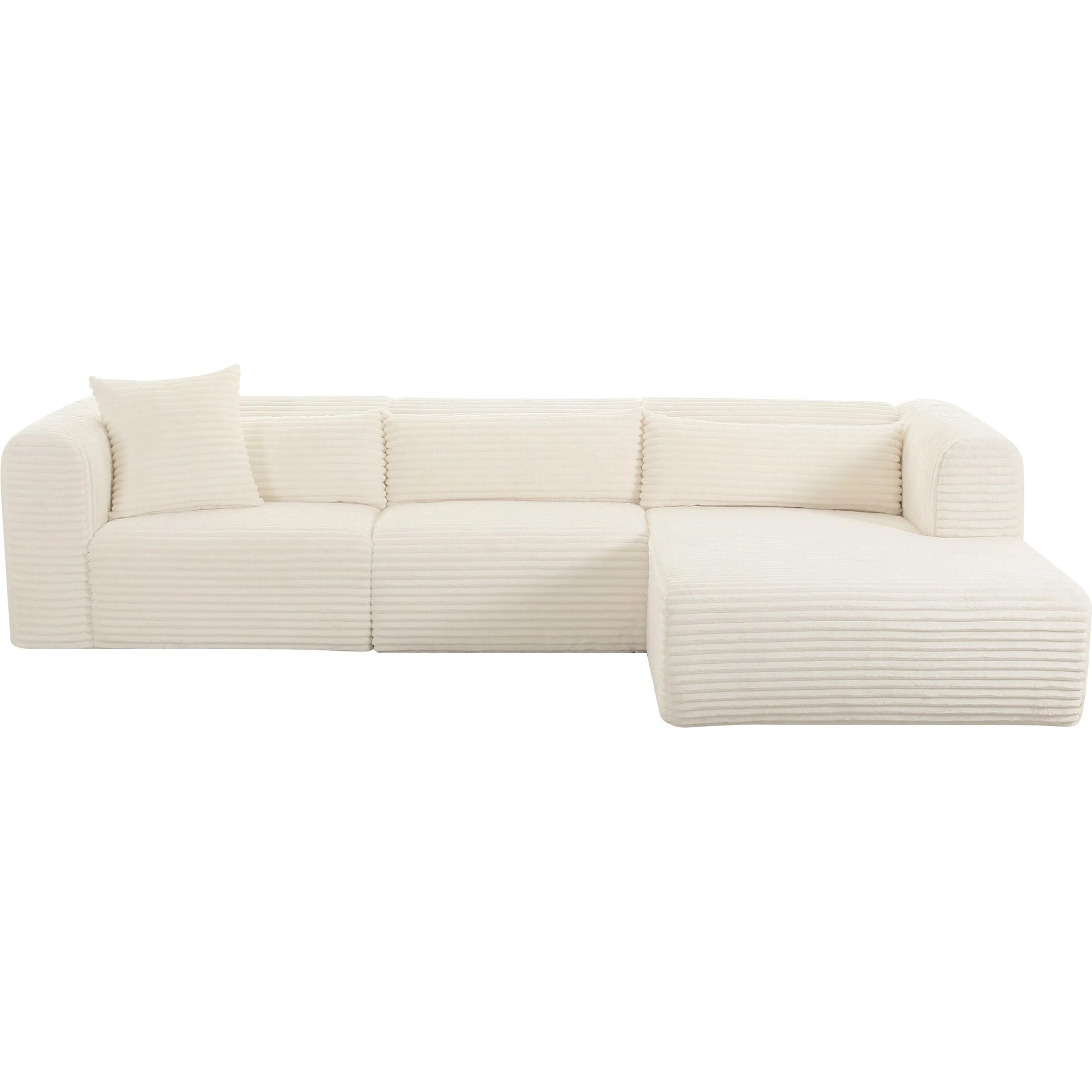 Tarra Fluffy Oversized Corduroy Modular RAF Sectional by TOV Furniture. Made from corduroy, wood in a transitional style.