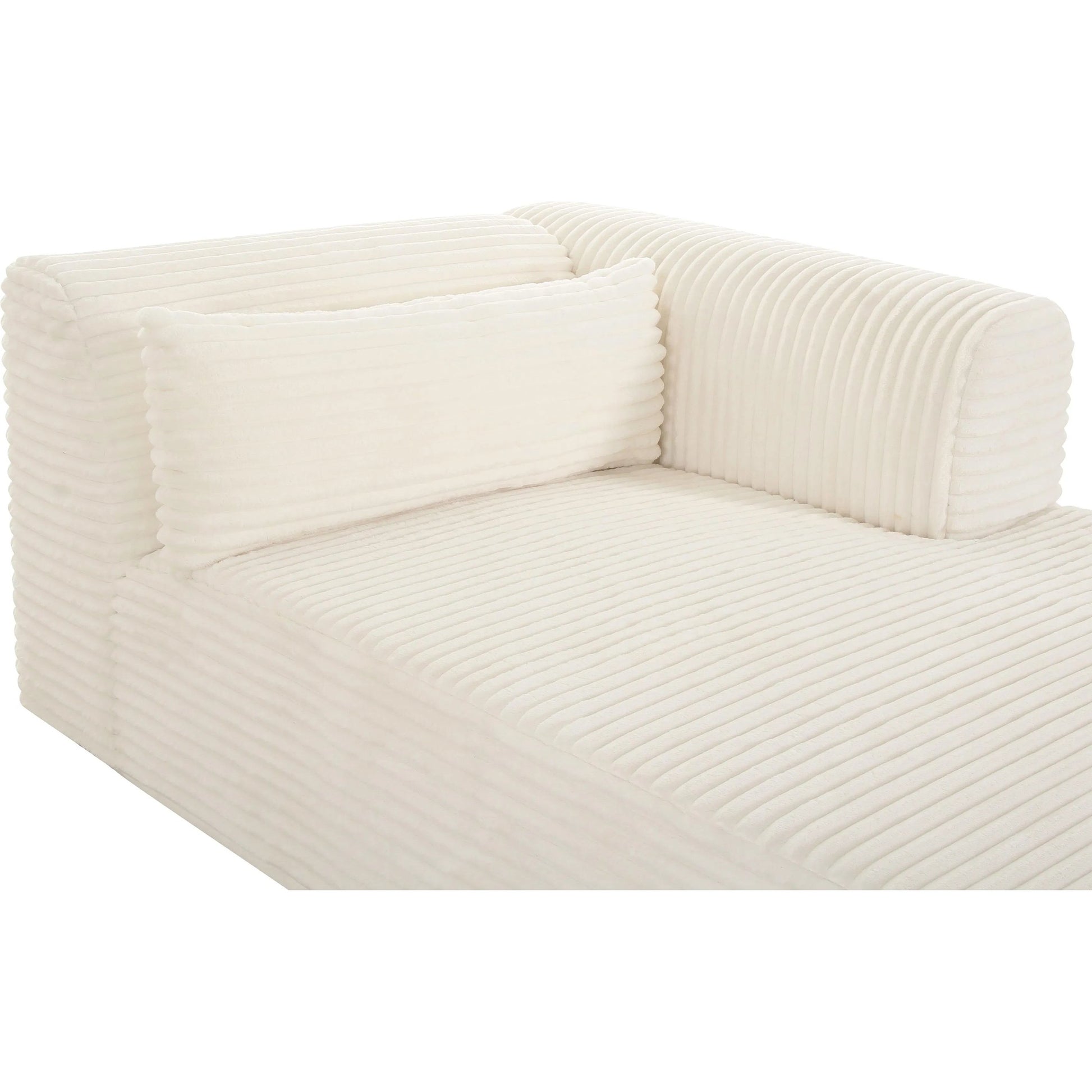 Tarra Fluffy Oversized Corduroy Modular RAF Chaise by TOV Furniture. Made from corduroy, wood in a transitional style.