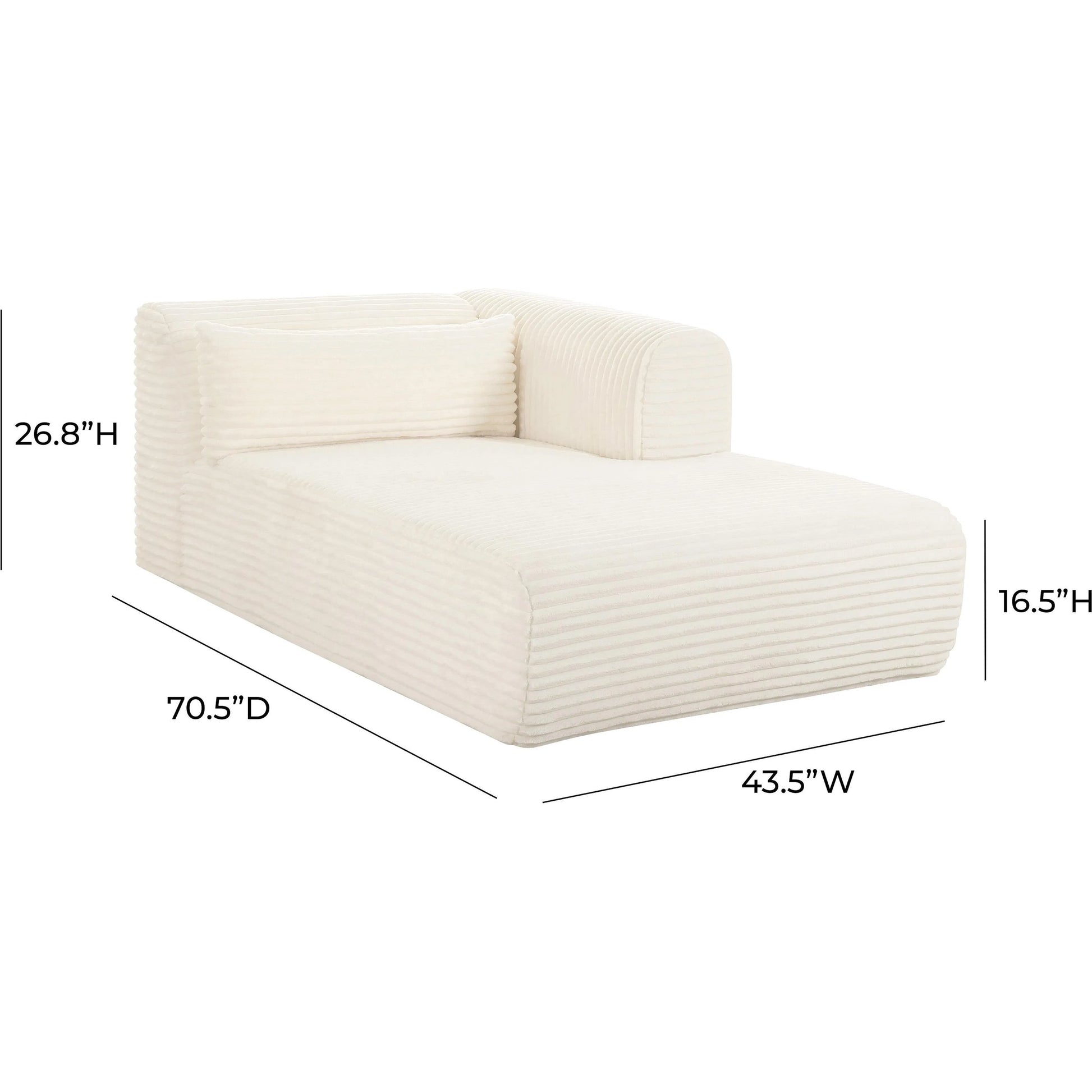 Tarra Fluffy Oversized Corduroy Modular RAF Chaise by TOV Furniture. Made from corduroy, wood in a transitional style.