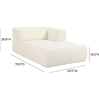 Tarra Fluffy Oversized Corduroy Modular RAF Chaise by TOV Furniture. Made from corduroy, wood in a transitional style.