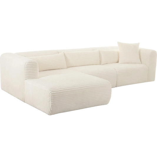 Tarra Fluffy Oversized Corduroy Modular LAF Sectional by TOV Furniture. Made from corduroy, wood in a unique style.