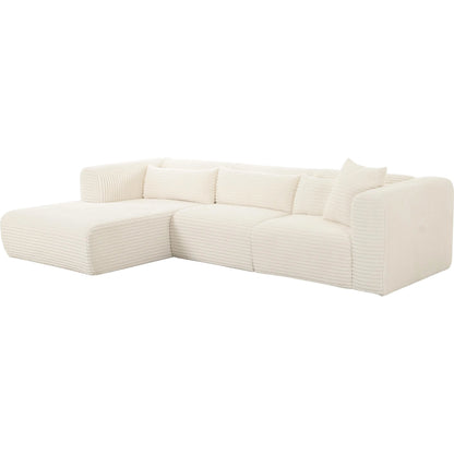 Tarra Fluffy Oversized Corduroy Modular LAF Sectional by TOV Furniture. Made from corduroy, wood in a transitional style.