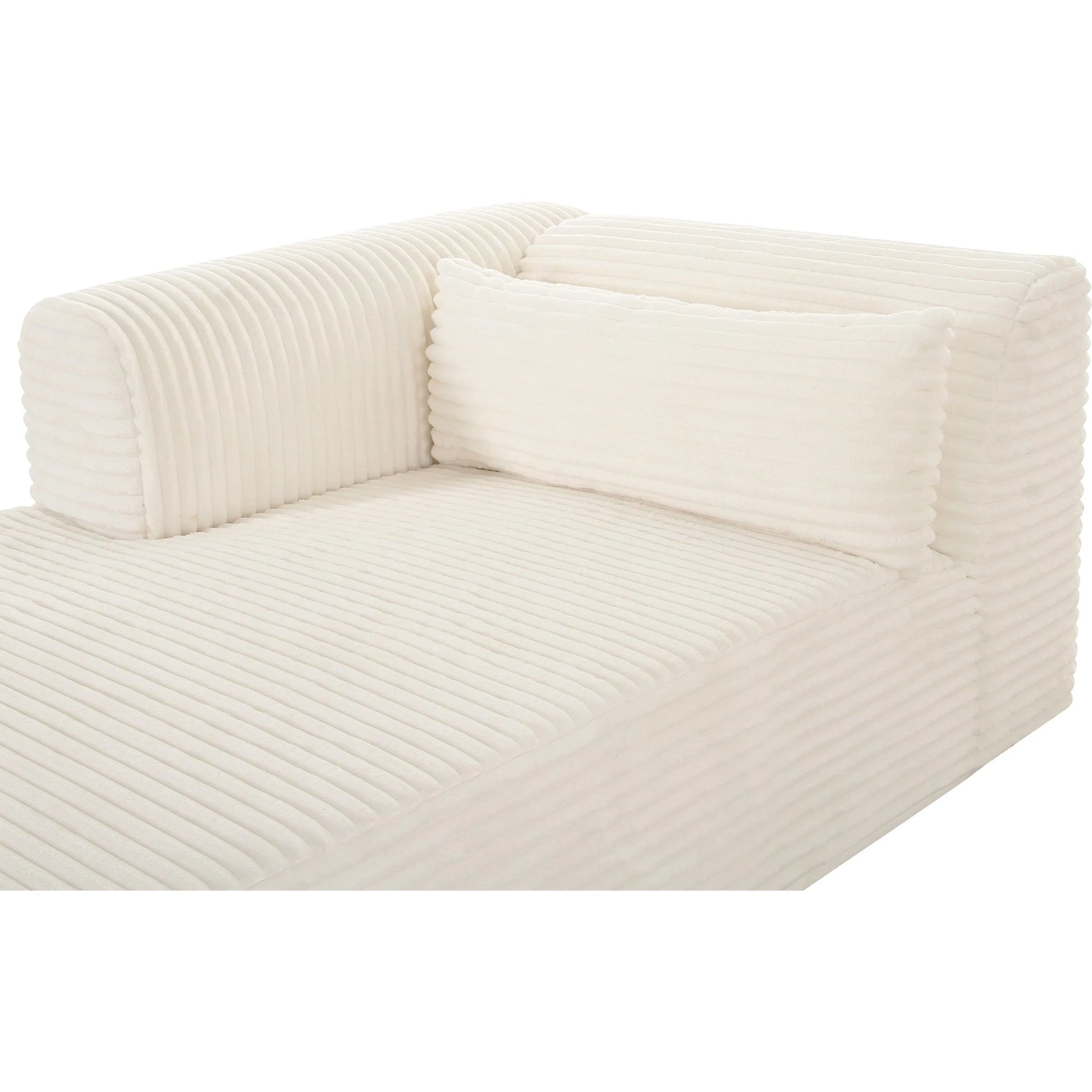 Tarra Fluffy Oversized Corduroy Modular LAF Chaise by TOV Furniture. Made from corduroy, wood in a transitional style.