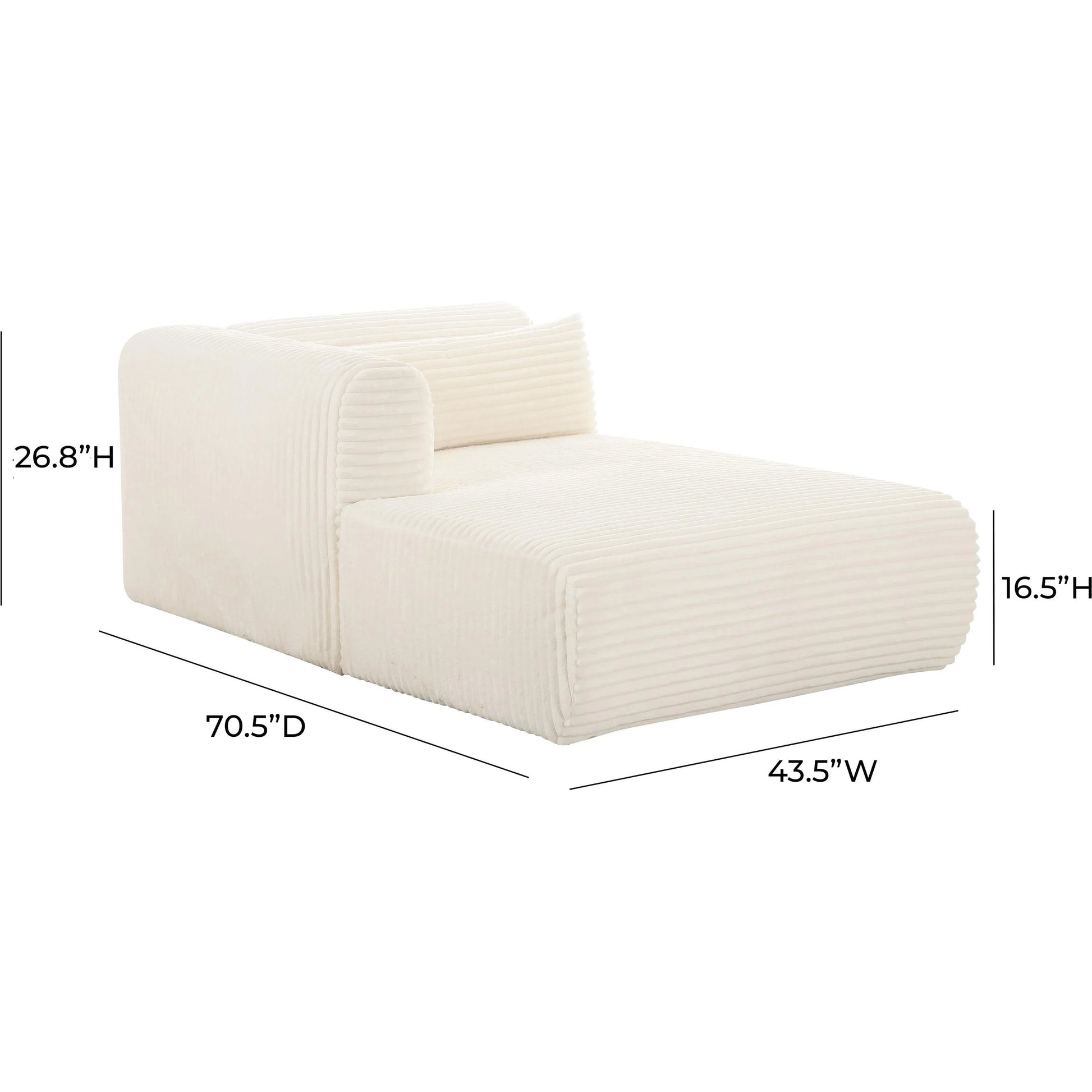Tarra Fluffy Oversized Corduroy Modular LAF Chaise by TOV Furniture. Made from corduroy, wood in a transitional style.