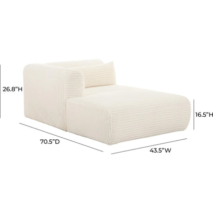 Tarra Fluffy Oversized Corduroy Modular LAF Chaise by TOV Furniture. Made from corduroy, wood in a transitional style.
