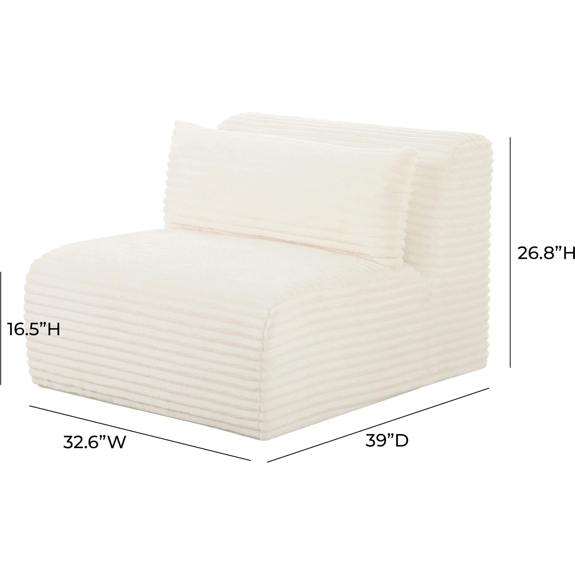 Tarra Fluffy Oversized Corduroy Modular Armless Chair by TOV Furniture. Made from unique in a transitional style.