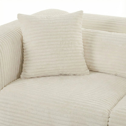 Tarra 4-Piece Fluffy Oversized Performance Modular U-Sectional by TOV Furniture. Made from corduroy, wood in a unique style.