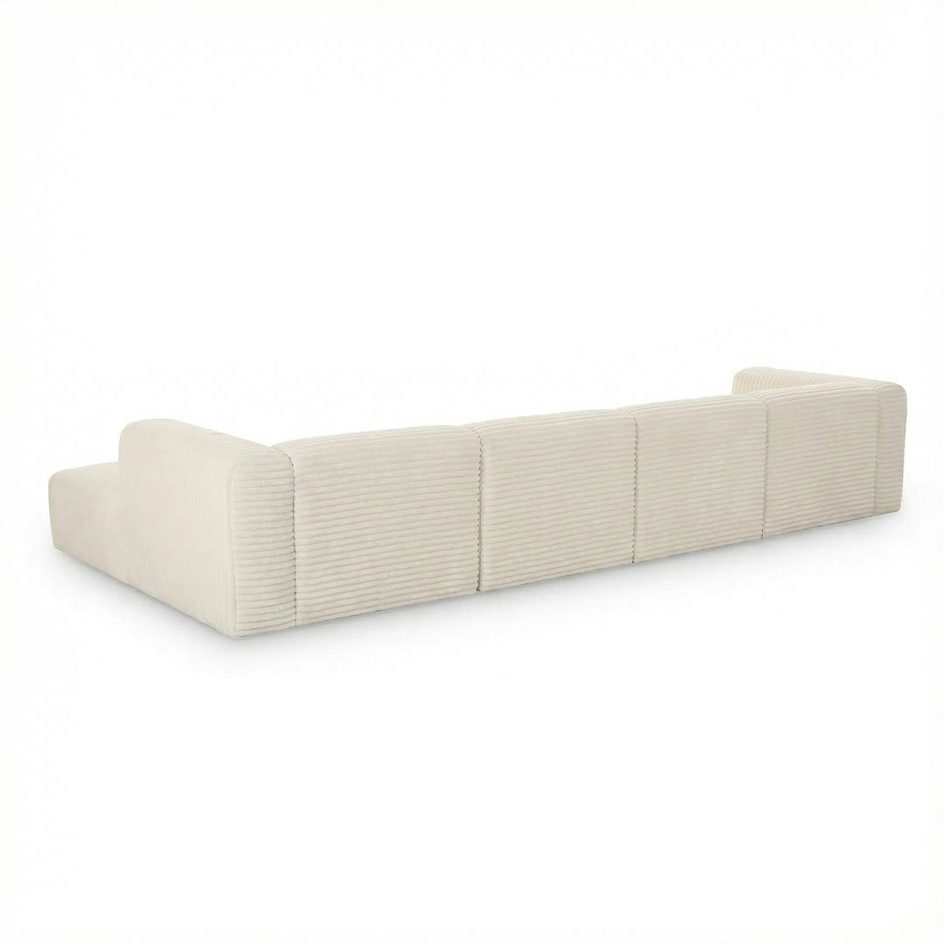 Tarra 4-Piece Fluffy Oversized Performance Modular U-Sectional by TOV Furniture. Made from corduroy, wood in a unique style.