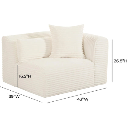 Tarra Fluffy Oversized Corduroy Modular RAF Corner Chair by TOV Furniture. Made from corduroy, wood in a transitional style.