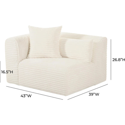 Tarra Fluffy Oversized Corduroy Modular LAF Corner Chair by TOV Furniture. Made from corduroy, wood in a transitional style.