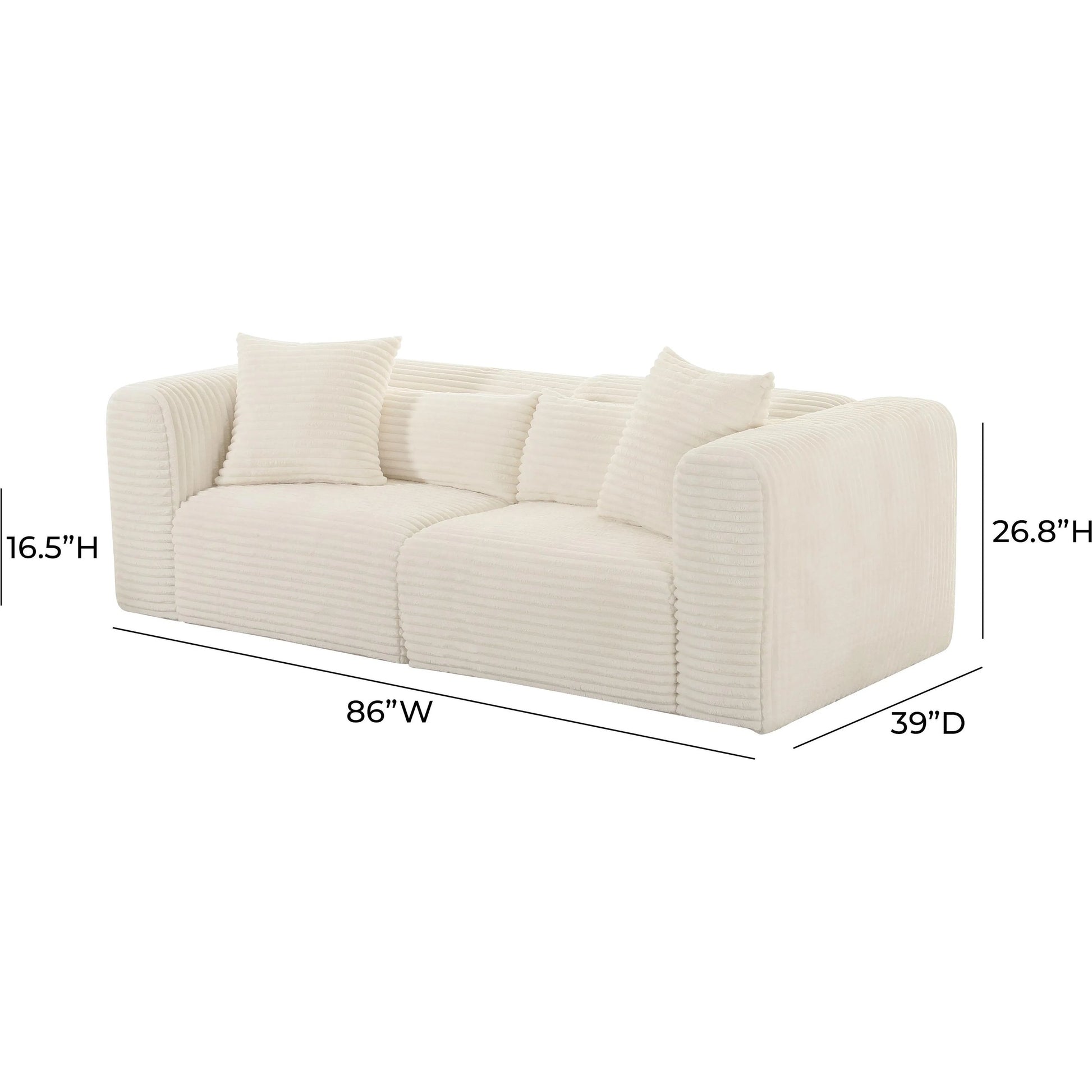Tarra Fluffy Oversized Corduroy Modular Loveseat by TOV Furniture. Made from unique in a transitional style.