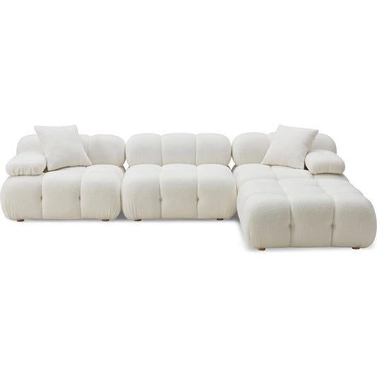Calliope Vegan Shearling 4-Piece Modular Sectional by TOV Furniture in cream. Made from fabric, plywood, wood in a unique style.
