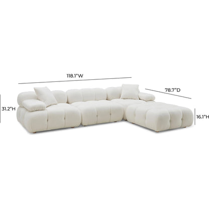 Calliope Vegan Shearling 4-Piece Modular Sectional by TOV Furniture. Made from fabric, plywood, wood in a transitional style.