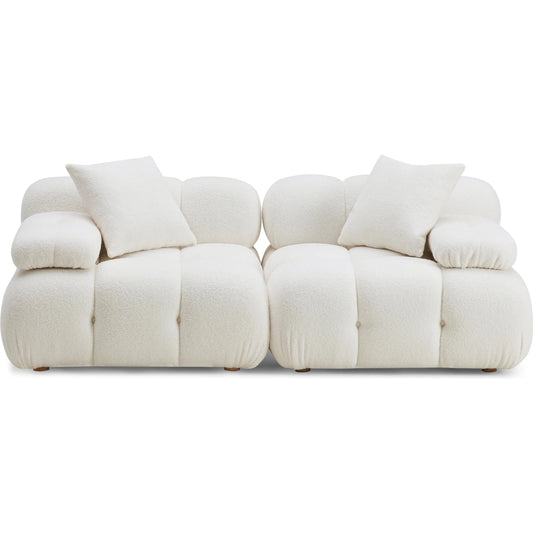 Calliope Vegan Shearling Modular Loveseat by TOV Furniture in cream. Made from fabric, plywood, wood in a unique style.