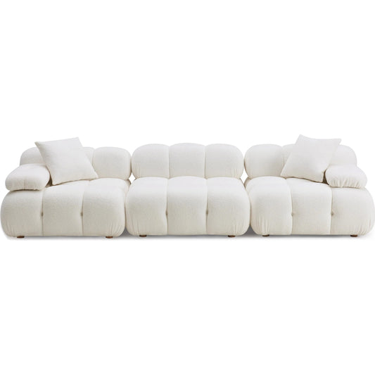 Calliope Vegan Shearling Modular Sofa by TOV Furniture in cream. Made from fabric, plywood, wood in a unique style.