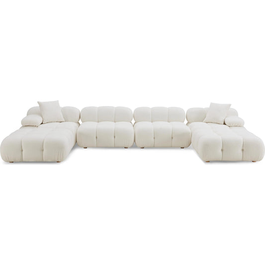Calliope Vegan Shearling 6-Piece Modular U-Sectional by TOV Furniture in cream. Made from fabric, plywood, wood in a unique style.