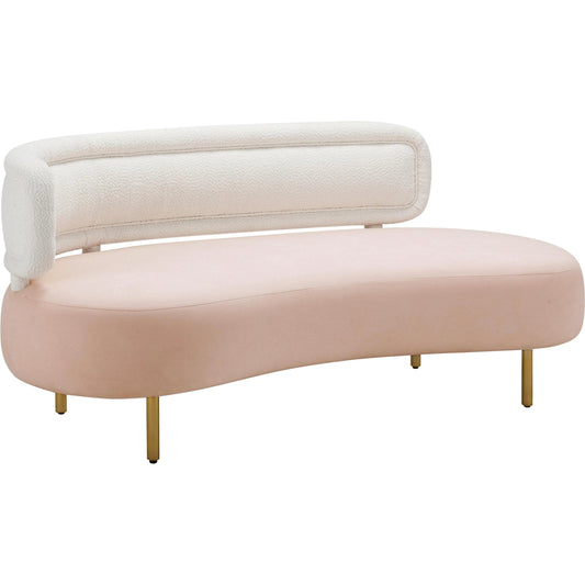 Tischa Boucle & Velvet Sofa by TOV Furniture. Made from boucle, iron, plywood, velvet in a unique style.