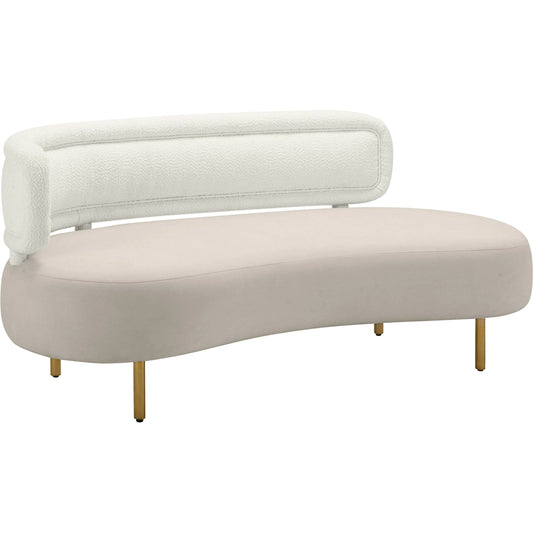 Tischa Boucle & Velvet Sofa by TOV Furniture. Made from boucle, iron, plywood, velvet in a unique style.