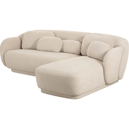 Misty Boucle Sectional by TOV Furniture in cream. Made from boucle, plywood in a transitional style.