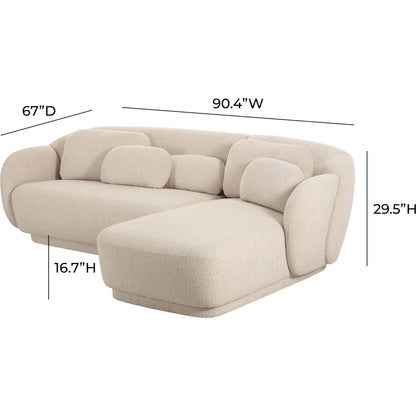 Misty Boucle Sectional by TOV Furniture in cream. Made from boucle, plywood in a transitional style.